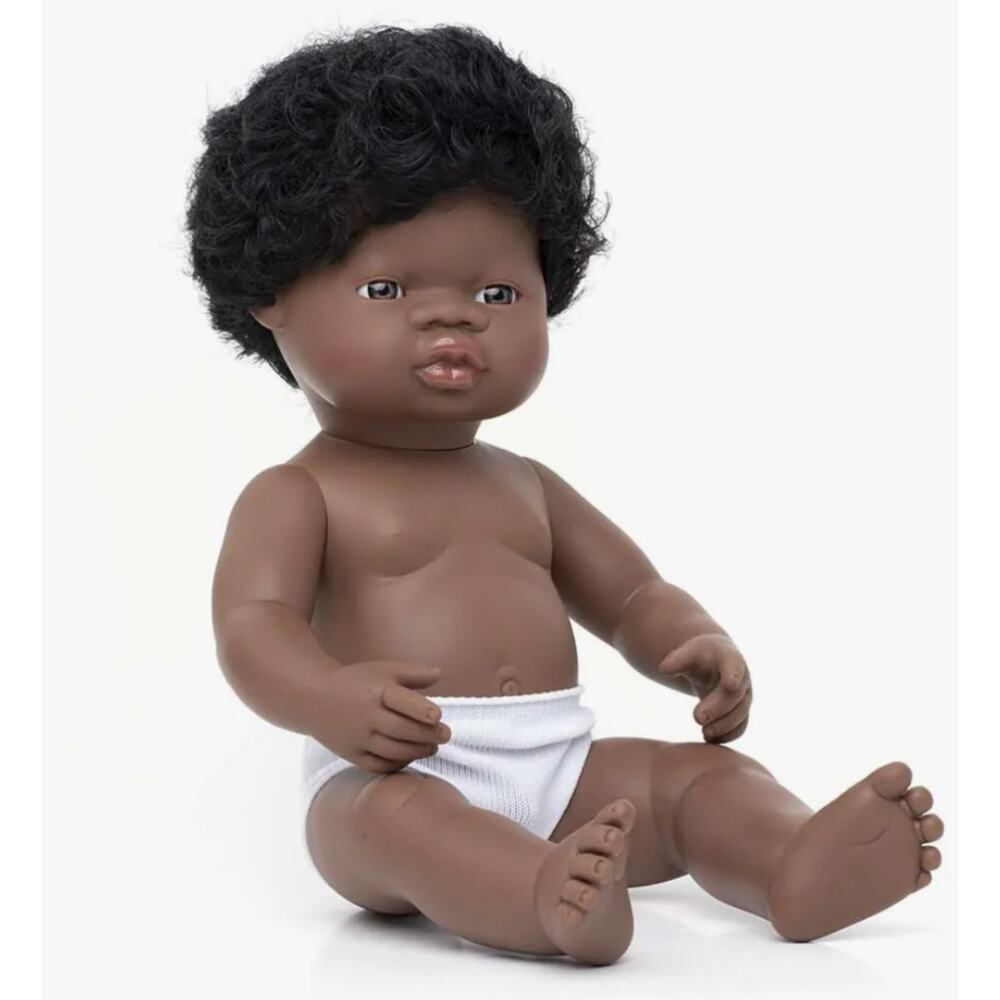 Miniland Multicultural Doll African American‎ Boy 15 Inches Anatomically Correct